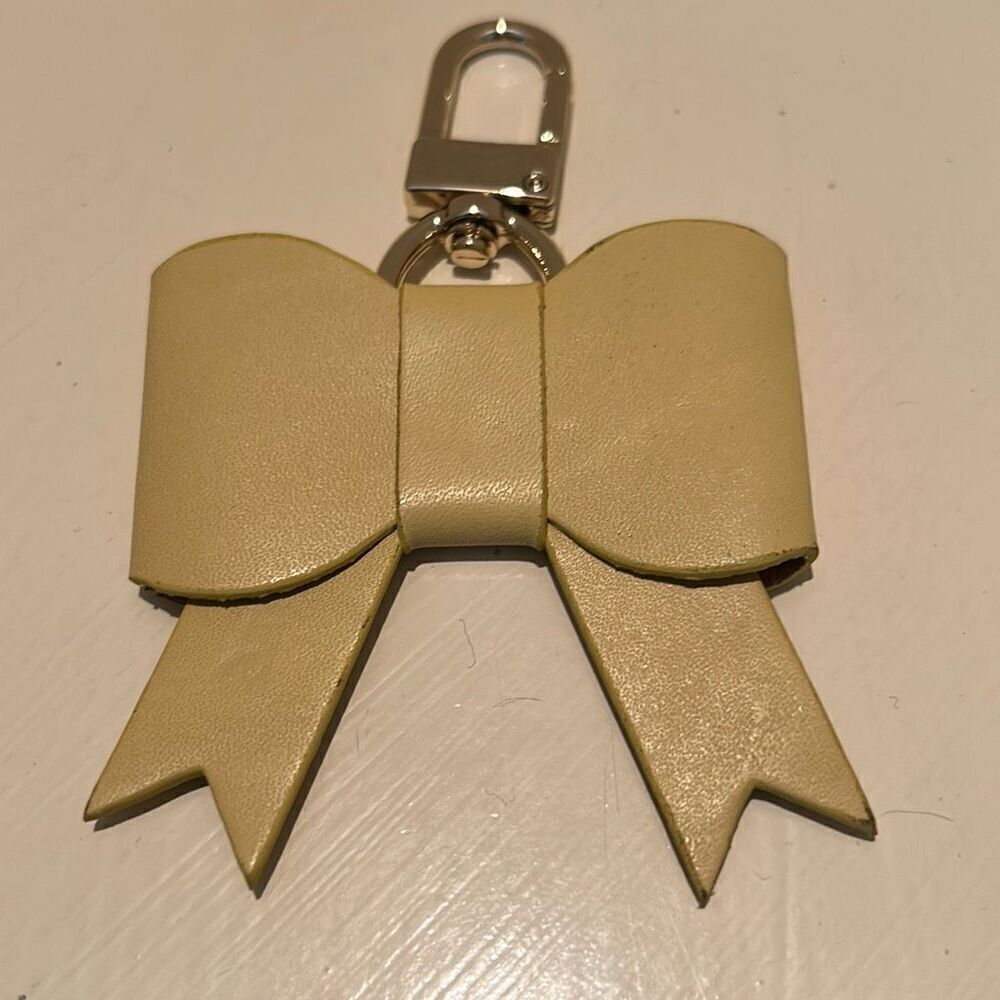 Sexy Little Vintage Handmade Yellow Leather Bag Charm Cutesy Coquette Keychain